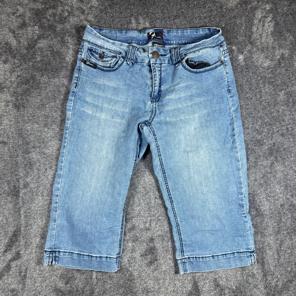 Flavour by Bubblegum Womens Blue Denim Capri Jeans Size 14 Light Wash Cropped